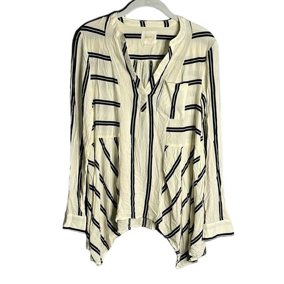 Maeve Black and White Striped Long Sleeve Tunic Size 0 - Picture 1 of 8